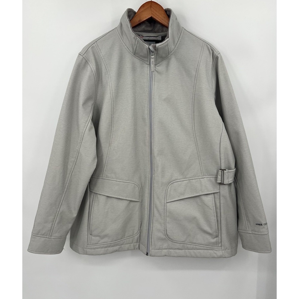 Free Country Women's Gray Softshell Full Zip Lined Jacket Pockets Plus 1X
